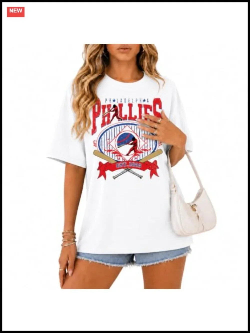 Oversized Baseball Team Graphic Tee for Women - Casual